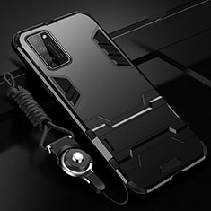 Custodia Silicone e Plastica Opaca Cover con Supporto R01 per Huawei Honor 30 Lite 5G Nero