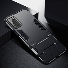 Custodia Silicone e Plastica Opaca Cover con Supporto R01 per Huawei Honor Play4 5G Nero