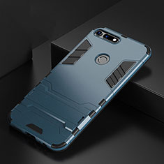 Custodia Silicone e Plastica Opaca Cover con Supporto R01 per Huawei Honor V20 Blu