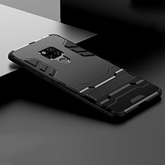 Custodia Silicone e Plastica Opaca Cover con Supporto R01 per Huawei Mate 20 X 5G Nero