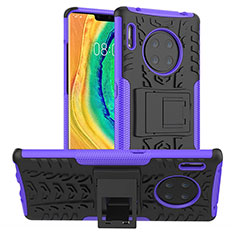 Custodia Silicone e Plastica Opaca Cover con Supporto R01 per Huawei Mate 30 Pro 5G Viola