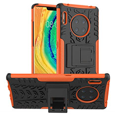 Custodia Silicone e Plastica Opaca Cover con Supporto R01 per Huawei Mate 30 Pro Arancione