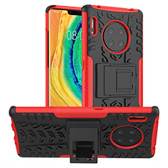 Custodia Silicone e Plastica Opaca Cover con Supporto R01 per Huawei Mate 30 Rosso
