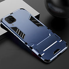 Custodia Silicone e Plastica Opaca Cover con Supporto R01 per Huawei Nova 6 SE Blu