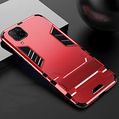Custodia Silicone e Plastica Opaca Cover con Supporto R01 per Huawei Nova 6 SE Rosso
