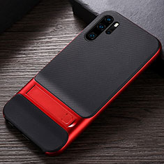 Custodia Silicone e Plastica Opaca Cover con Supporto R01 per Huawei P30 Pro New Edition Rosso