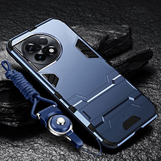 Custodia Silicone e Plastica Opaca Cover con Supporto R01 per OnePlus 11 5G Blu