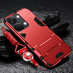 Custodia Silicone e Plastica Opaca Cover con Supporto R01 per OnePlus Ace 2V 5G Rosso