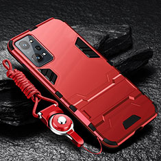 Custodia Silicone e Plastica Opaca Cover con Supporto R01 per Realme GT Neo 3T 5G Rosso