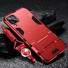 Custodia Silicone e Plastica Opaca Cover con Supporto R01 per Samsung Galaxy A12 Nacho Rosso