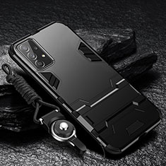 Custodia Silicone e Plastica Opaca Cover con Supporto R01 per Samsung Galaxy A32 5G Nero