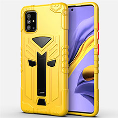 Custodia Silicone e Plastica Opaca Cover con Supporto R01 per Samsung Galaxy A51 5G Giallo