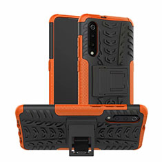 Custodia Silicone e Plastica Opaca Cover con Supporto R01 per Samsung Galaxy A70S Arancione