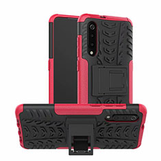 Custodia Silicone e Plastica Opaca Cover con Supporto R01 per Samsung Galaxy A70S Rosa Caldo