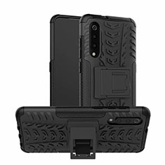 Custodia Silicone e Plastica Opaca Cover con Supporto R01 per Samsung Galaxy A90 5G Nero