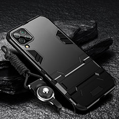 Custodia Silicone e Plastica Opaca Cover con Supporto R01 per Samsung Galaxy M53 5G Nero