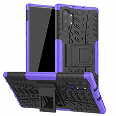 Custodia Silicone e Plastica Opaca Cover con Supporto R01 per Samsung Galaxy Note 10 Plus 5G Viola