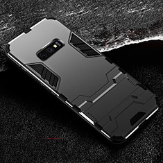 Custodia Silicone e Plastica Opaca Cover con Supporto R01 per Samsung Galaxy S10e Nero