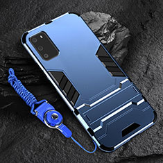 Custodia Silicone e Plastica Opaca Cover con Supporto R01 per Samsung Galaxy S20 Blu