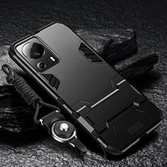 Custodia Silicone e Plastica Opaca Cover con Supporto R01 per Xiaomi Mi 12 Lite NE 5G Nero
