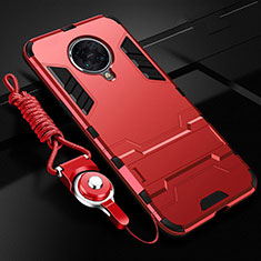 Custodia Silicone e Plastica Opaca Cover con Supporto R01 per Xiaomi Poco F2 Pro Rosso