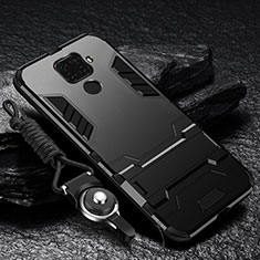 Custodia Silicone e Plastica Opaca Cover con Supporto R01 per Xiaomi Redmi 10X 4G Nero