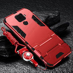 Custodia Silicone e Plastica Opaca Cover con Supporto R01 per Xiaomi Redmi 10X 4G Rosso