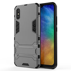 Custodia Silicone e Plastica Opaca Cover con Supporto R01 per Xiaomi Redmi 9A Grigio