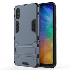 Custodia Silicone e Plastica Opaca Cover con Supporto R01 per Xiaomi Redmi 9AT Blu