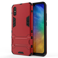 Custodia Silicone e Plastica Opaca Cover con Supporto R01 per Xiaomi Redmi 9AT Rosso