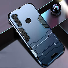 Custodia Silicone e Plastica Opaca Cover con Supporto R01 per Xiaomi Redmi Note 8 (2021) Blu