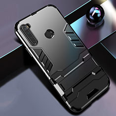 Custodia Silicone e Plastica Opaca Cover con Supporto R01 per Xiaomi Redmi Note 8 Nero