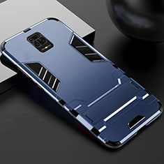 Custodia Silicone e Plastica Opaca Cover con Supporto R01 per Xiaomi Redmi Note 9 Pro Blu