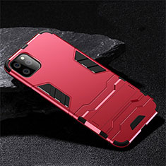 Custodia Silicone e Plastica Opaca Cover con Supporto R02 per Apple iPhone 11 Pro Max Rosso