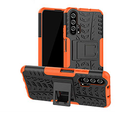 Custodia Silicone e Plastica Opaca Cover con Supporto R02 per Huawei Honor 20 Pro Arancione