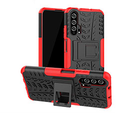 Custodia Silicone e Plastica Opaca Cover con Supporto R02 per Huawei Honor 20 Pro Rosso
