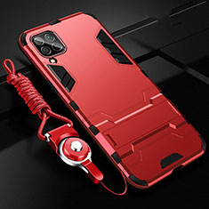 Custodia Silicone e Plastica Opaca Cover con Supporto R02 per Huawei Nova 7i Rosso