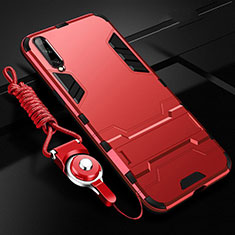 Custodia Silicone e Plastica Opaca Cover con Supporto R02 per Samsung Galaxy A70 Rosso