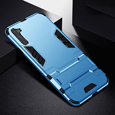 Custodia Silicone e Plastica Opaca Cover con Supporto R02 per Samsung Galaxy Note 10 Cielo Blu