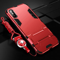 Custodia Silicone e Plastica Opaca Cover con Supporto R02 per Xiaomi Redmi 9AT Rosso