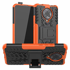 Custodia Silicone e Plastica Opaca Cover con Supporto R02 per Xiaomi Redmi K30 Pro 5G Arancione