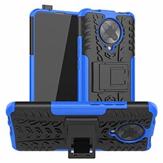 Custodia Silicone e Plastica Opaca Cover con Supporto R02 per Xiaomi Redmi K30 Pro Zoom Blu