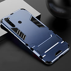 Custodia Silicone e Plastica Opaca Cover con Supporto R02 per Xiaomi Redmi Note 8 (2021) Blu