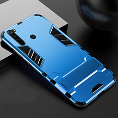 Custodia Silicone e Plastica Opaca Cover con Supporto R02 per Xiaomi Redmi Note 8 Cielo Blu