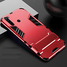 Custodia Silicone e Plastica Opaca Cover con Supporto R02 per Xiaomi Redmi Note 8T Rosso