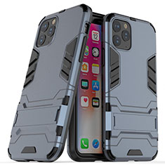 Custodia Silicone e Plastica Opaca Cover con Supporto R03 per Apple iPhone 11 Pro Max Blu