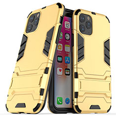 Custodia Silicone e Plastica Opaca Cover con Supporto R03 per Apple iPhone 11 Pro Oro