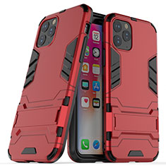 Custodia Silicone e Plastica Opaca Cover con Supporto R03 per Apple iPhone 11 Pro Rosso