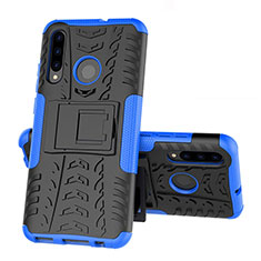 Custodia Silicone e Plastica Opaca Cover con Supporto R03 per Huawei Honor 20 Lite Blu