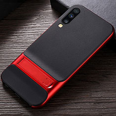 Custodia Silicone e Plastica Opaca Cover con Supporto R03 per Samsung Galaxy A70S Rosso